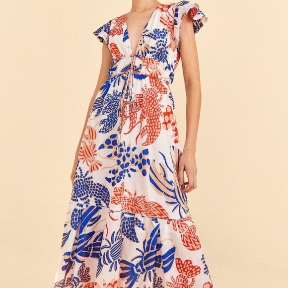 Farm Rio Mixed Lobsters Midi Dress XL - Picture 1 of 7